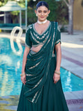 Beautiful Green Embroidered Crush Function Wear Lehenga Choli With Dupatta 