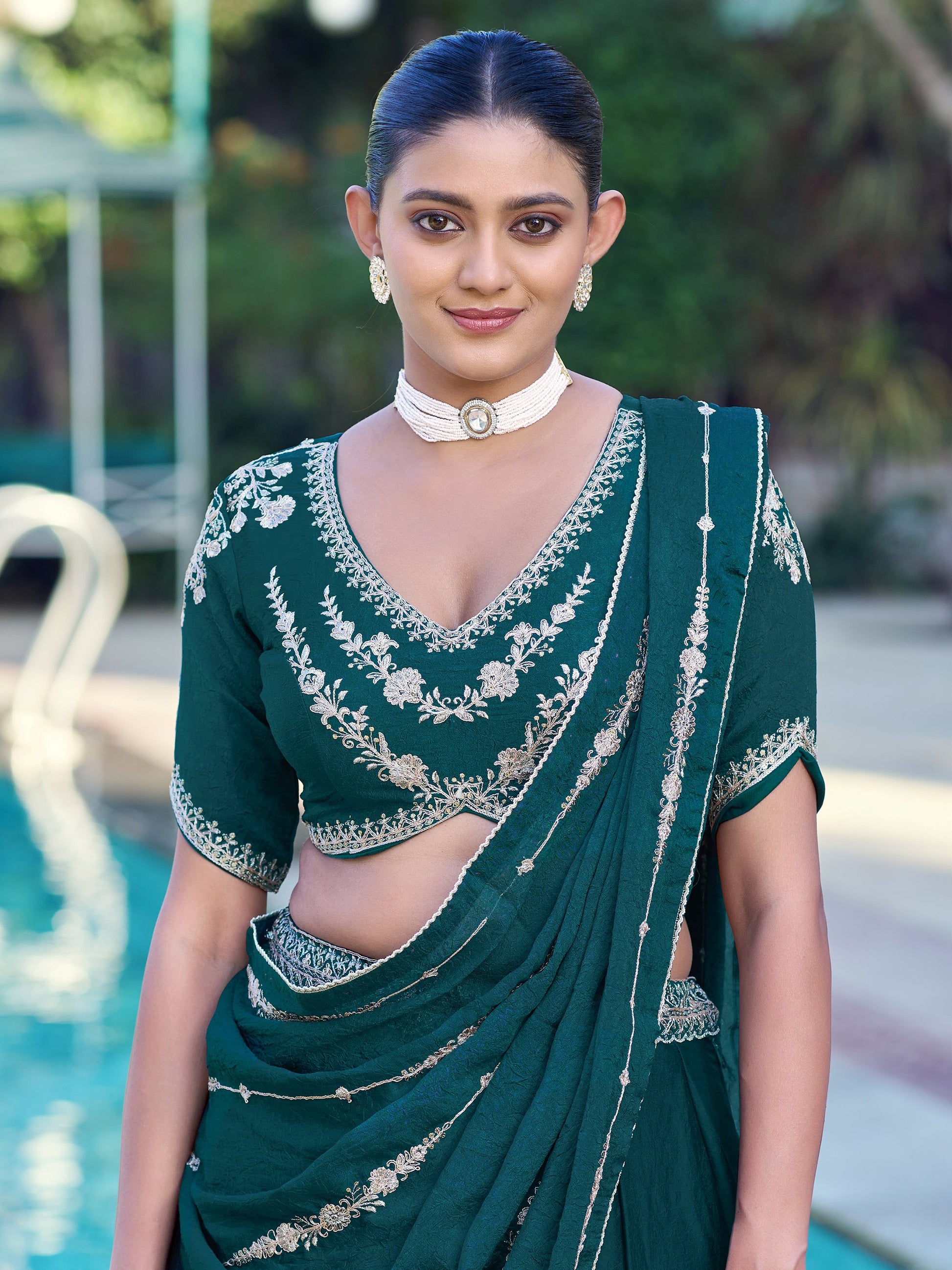 Beautiful Green Embroidered Crush Function Wear Lehenga Choli With Dupatta 