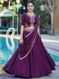 Lovely Purple Sequin Work Crush Wedding Wear Lehenga Choli With Dupatta 