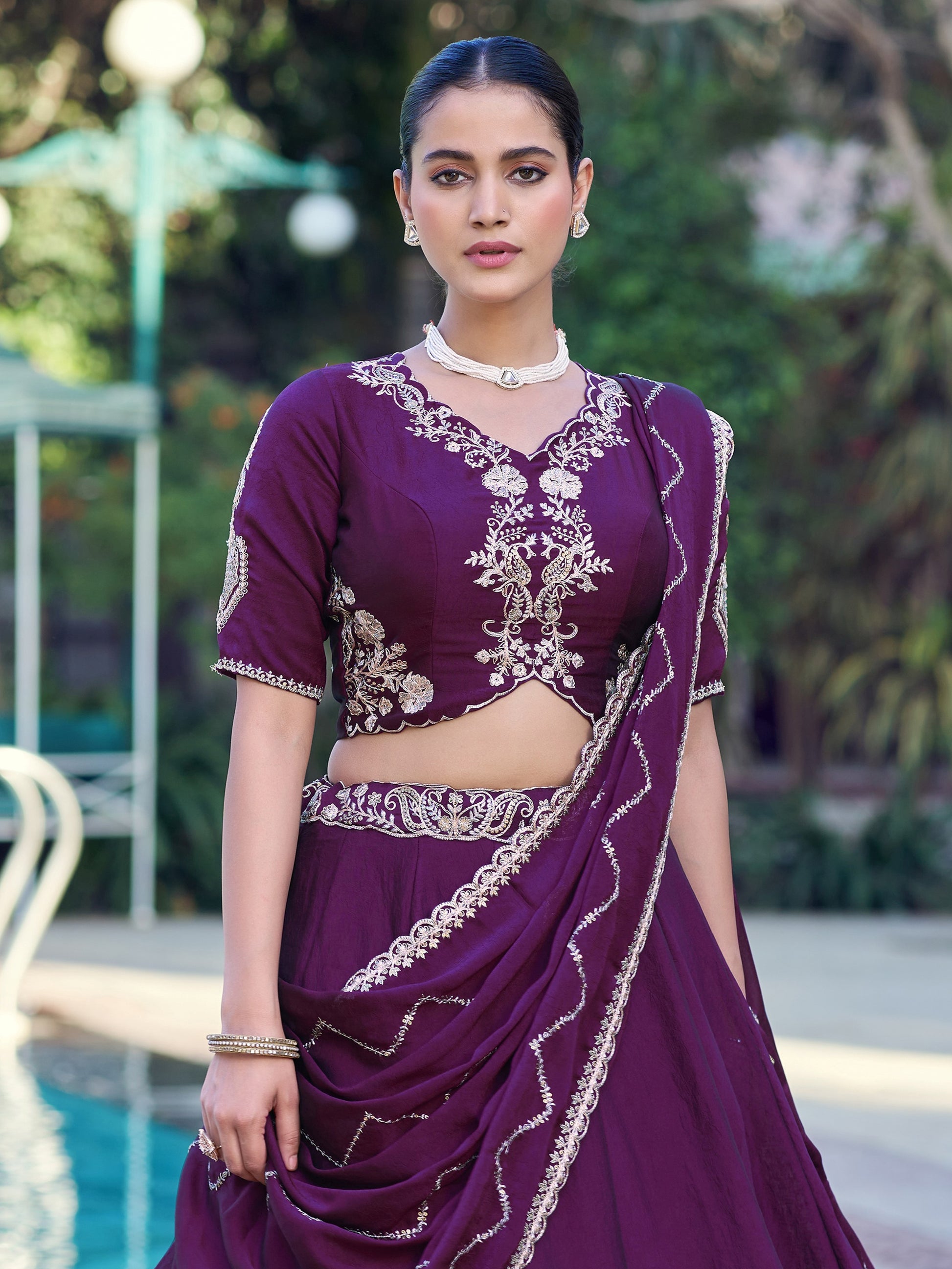 Lovely Purple Sequin Work Crush Wedding Wear Lehenga Choli With Dupatta 