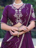 Lovely Purple Sequin Work Crush Wedding Wear Lehenga Choli With Dupatta 