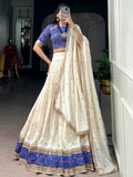 Graceful Off- White Embroidery Silk Festival Wear Lehenga Choli With Dupatta