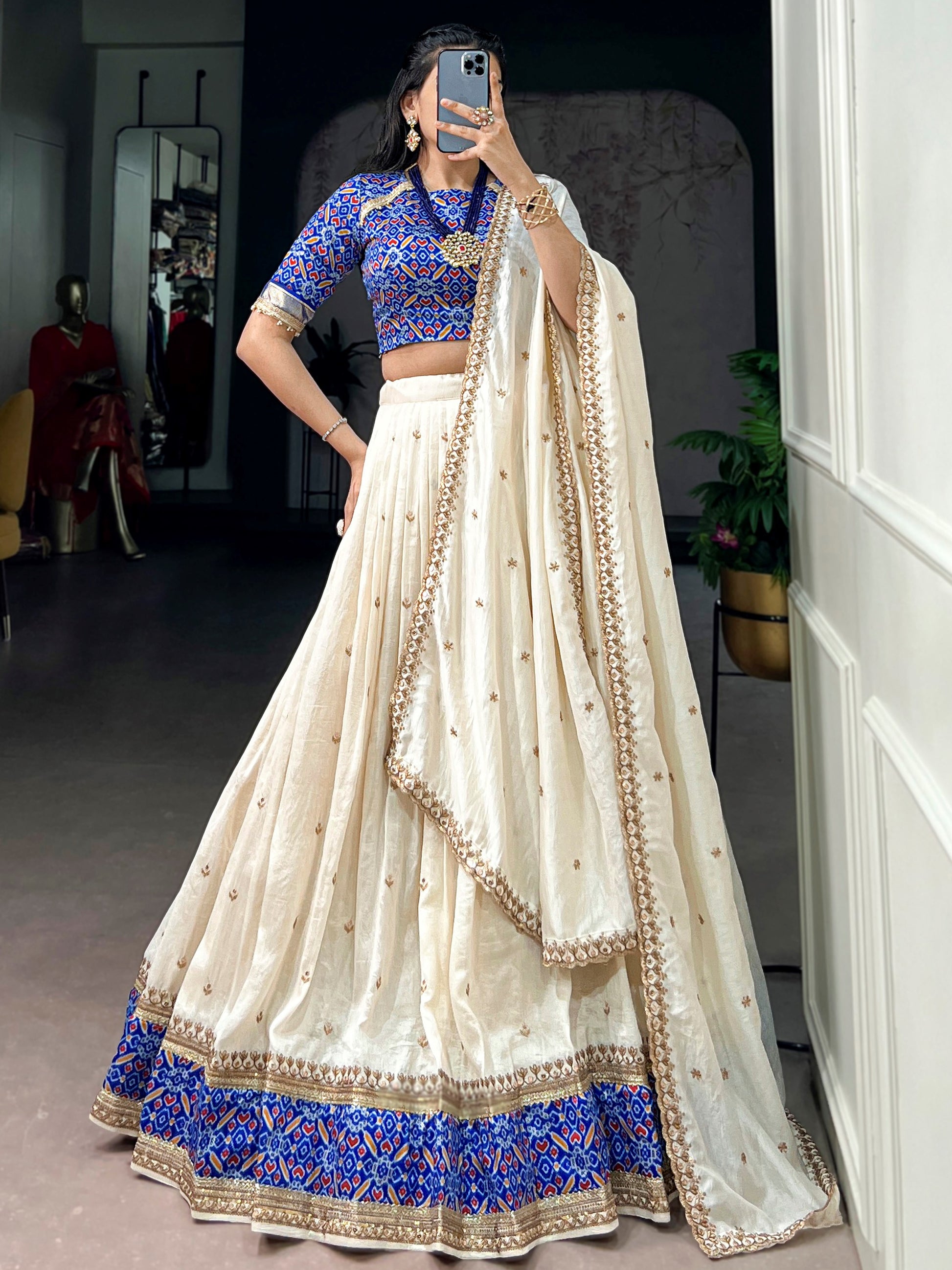 Graceful Off- White Embroidery Silk Festival Wear Lehenga Choli With Dupatta