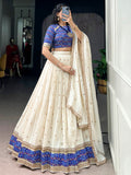 Graceful Off- White Embroidery Silk Festival Wear Lehenga Choli With Dupatta
