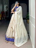 Graceful Off- White Embroidery Silk Festival Wear Lehenga Choli With Dupatta