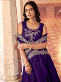 Incredible Purple Thread Embroidery Silk Festival Wear Lehenga Choli With Dupatta