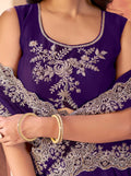 Incredible Purple Thread Embroidery Silk Festival Wear Lehenga Choli With Dupatta