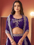 Incredible Purple Thread Embroidery Silk Festival Wear Lehenga Choli With Dupatta