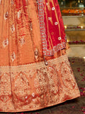 Marvelous Orange Zari Weaving Tissue Bridesmaid Lehenga Choli With Dupatta