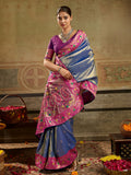 Impressive Blue Zari Woven Tissue Silk Festive Wear Saree