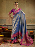 Impressive Blue Zari Woven Tissue Silk Festive Wear Saree