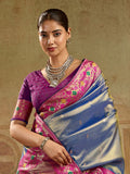Impressive Blue Zari Woven Tissue Silk Festive Wear Saree