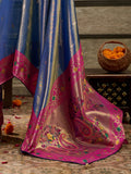 Impressive Blue Zari Woven Tissue Silk Festive Wear Saree