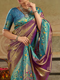 Marvelous Mauve Zari Woven Tissue Silk Function Wear Saree