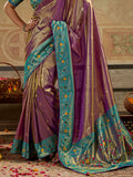 Marvelous Mauve Zari Woven Tissue Silk Function Wear Saree