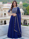 Alluring Blue Sequins Embroidered Georgette Lehenga Choli With Dupatta