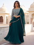 Graceful Green Sequins Georgette Festival Wear Lehenga With Dupatta