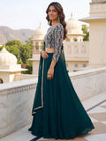 Graceful Green Sequins Georgette Festival Wear Lehenga With Dupatta