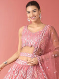 Outstanding Pink Sequins Net Reception Wear Lehenga Choli