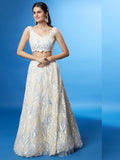 Exquisite White Sequins Net Sangeet Wear Lehenga Choli With Dupatta