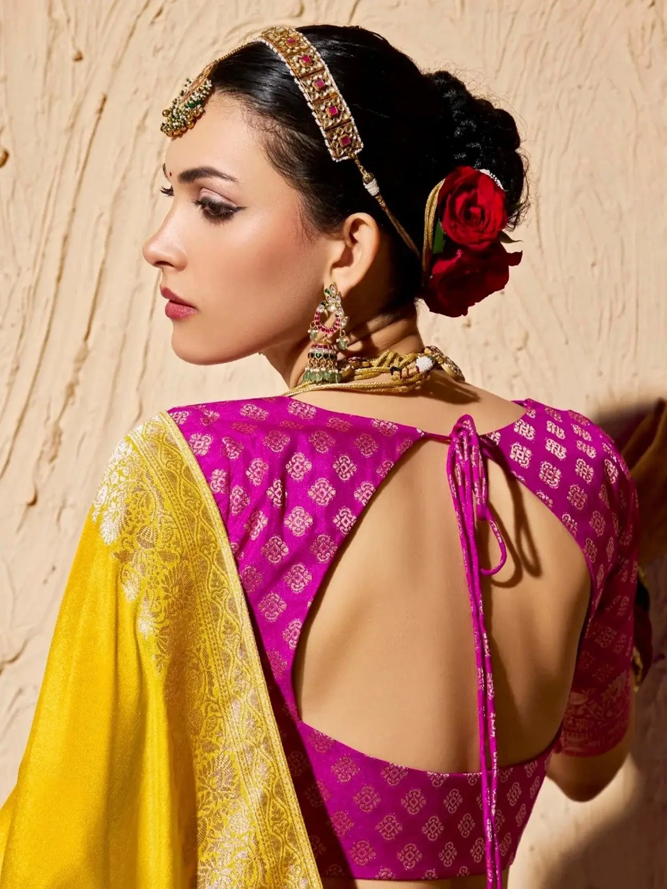 Gorgeous Yellow Weaving Work Georgette Haldi Wear Saree With Blouse