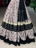 Enchanting White Printed Cotton Navratri Wear Lehenga Choli