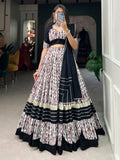 Enchanting White Printed Cotton Navratri Wear Lehenga Choli