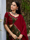 Incredible Maroon Printed Rayon Navratri Wear Lehenga Choli
