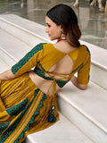 Amazing Mustard Yellow Printed Rayon Navratri Wear Lehenga Choli Set