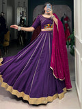 Chic Purple Gota Patti Lace Rayon Festive Wear Lehenga Choli With Dupatta