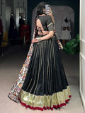 Enchanting Black Zari Weaving Chanderi Traditional Lehenga Choli