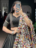 Enchanting Black Zari Weaving Chanderi Traditional Lehenga Choli