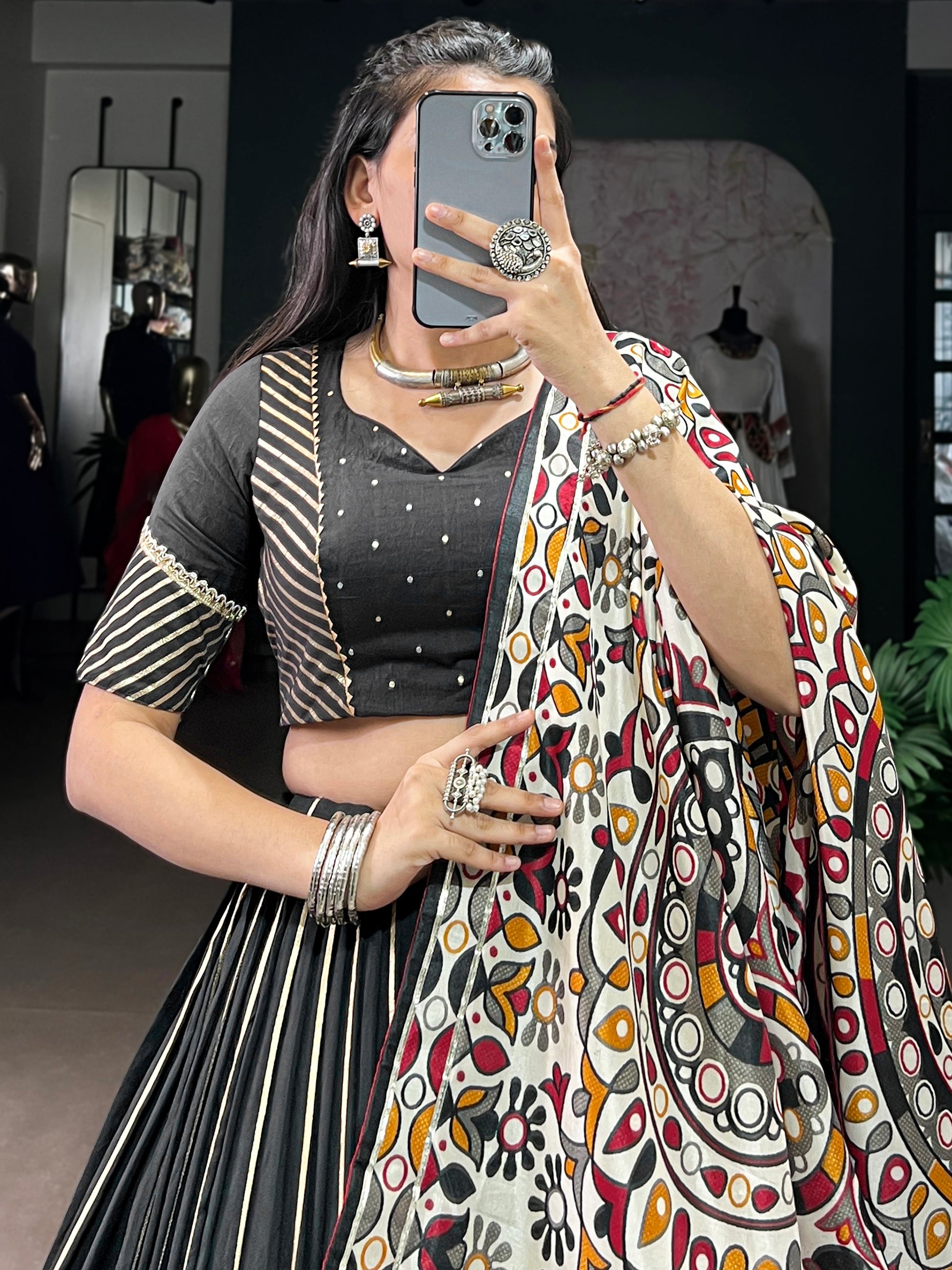 Enchanting Black Zari Weaving Chanderi Traditional Lehenga Choli