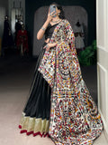 Enchanting Black Zari Weaving Chanderi Traditional Lehenga Choli