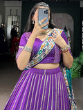 Sparkling Purple Zari Weaving Chanderi Festival Wear Lehenga Choli