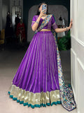 Sparkling Purple Zari Weaving Chanderi Festival Wear Lehenga Choli