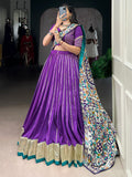 Sparkling Purple Zari Weaving Chanderi Festival Wear Lehenga Choli