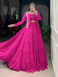 Superb Rani Pink Gamthi Work Rayon Navratri Wear Lehenga Choli