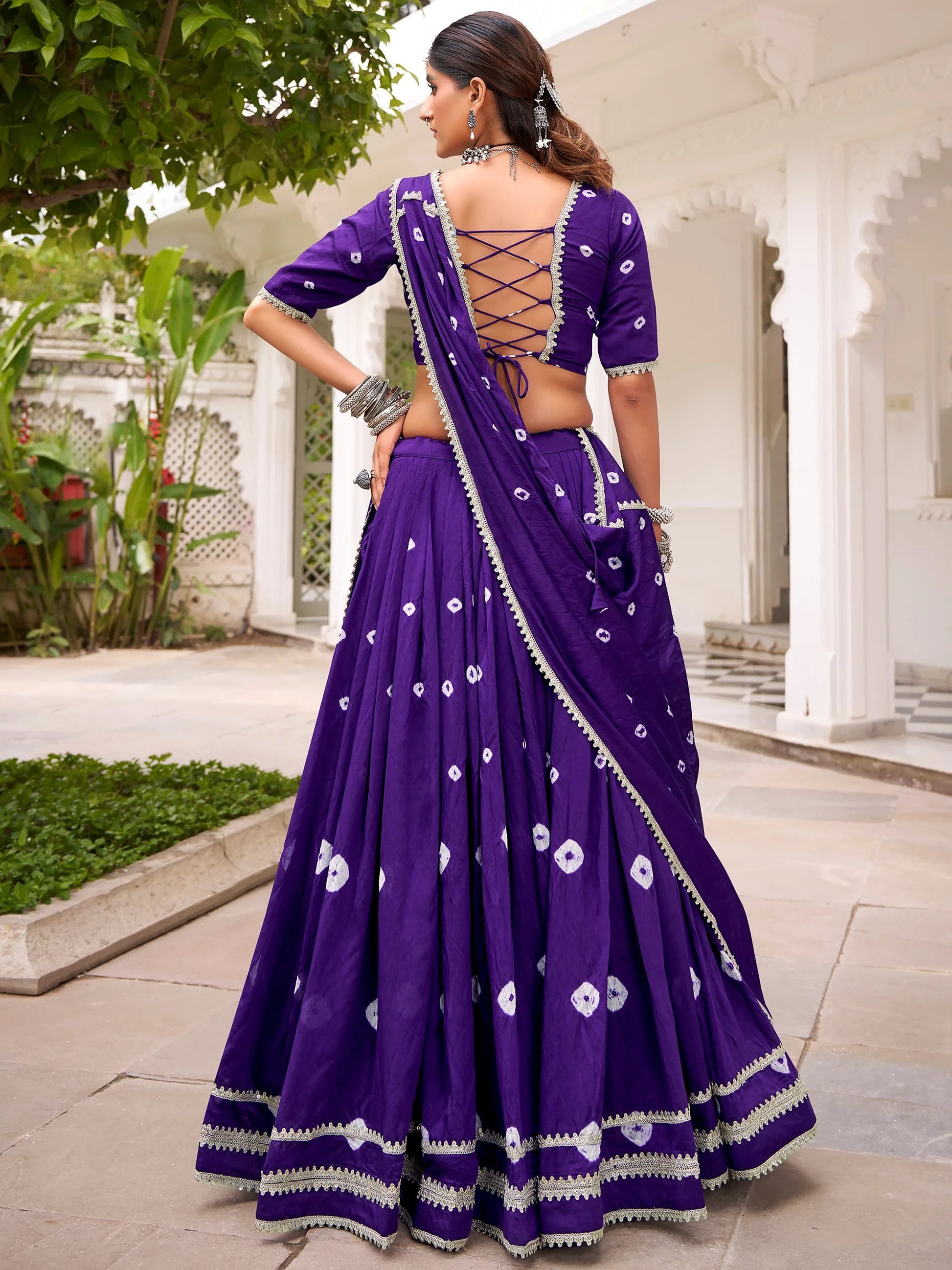 Attractive Purple Badhani Printed Chanderi Festival Wear Lehenga Choli