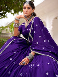 Attractive Purple Badhani Printed Chanderi Festival Wear Lehenga Choli