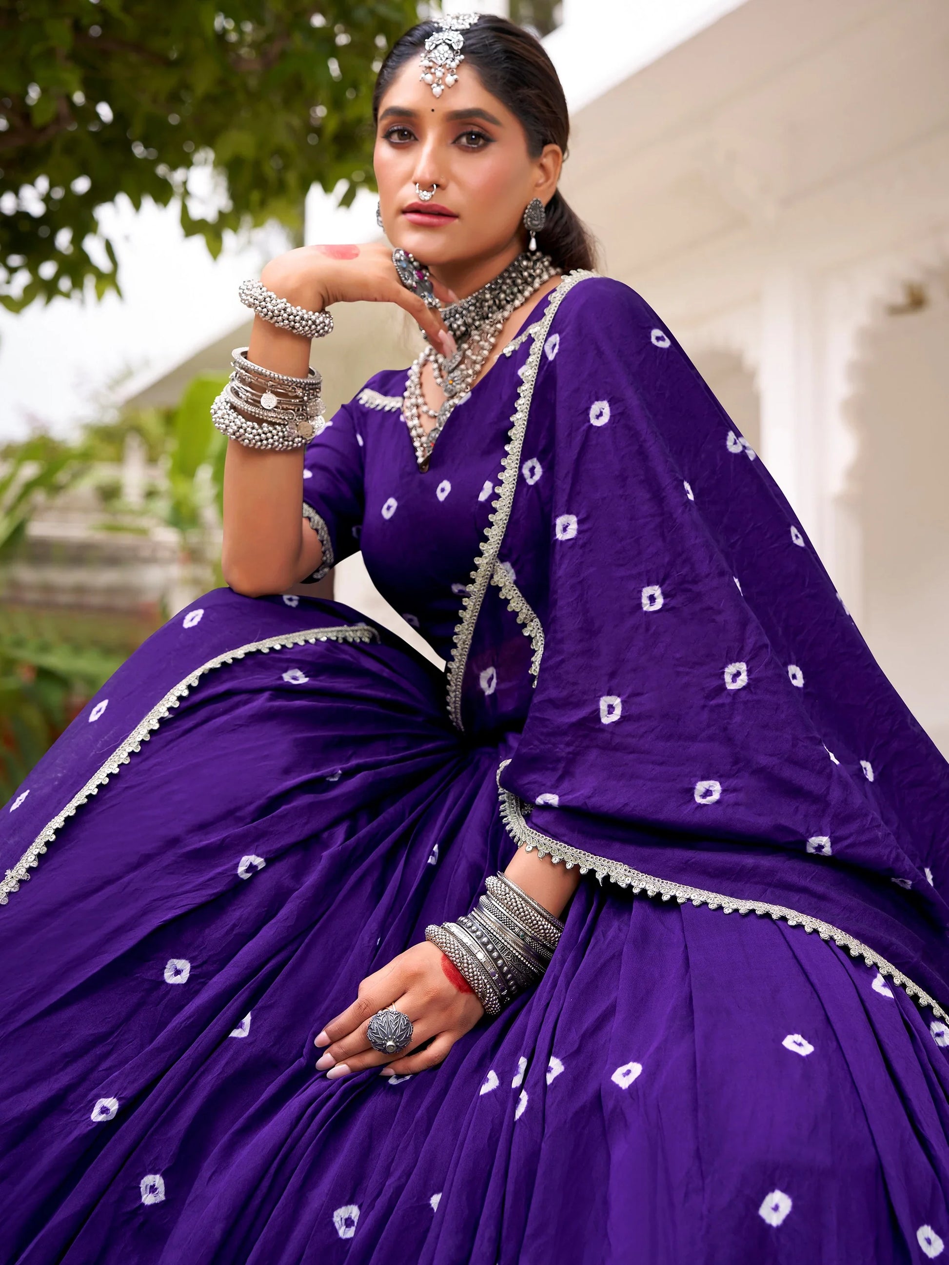 Attractive Purple Badhani Printed Chanderi Festival Wear Lehenga Choli