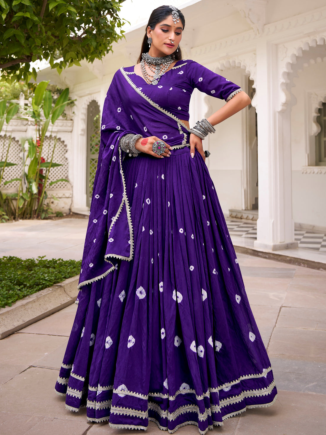 Attractive Purple Badhani Printed Chanderi Festival Wear Lehenga Choli