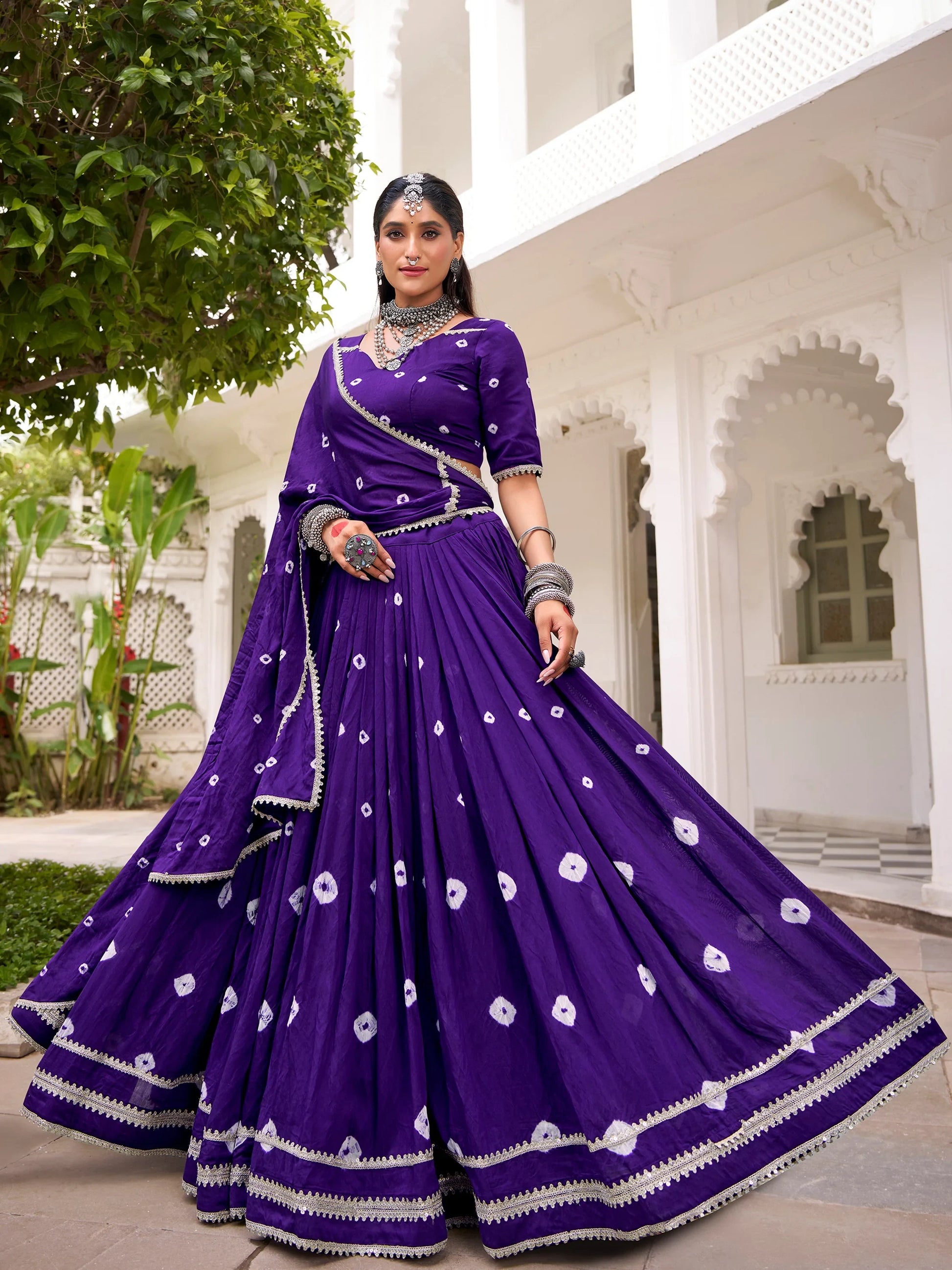 Attractive Purple Badhani Printed Chanderi Festival Wear Lehenga Choli