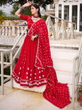 Enchanting Red Badhani Printed Chanderi  Navratri Wear Lehenga Choli