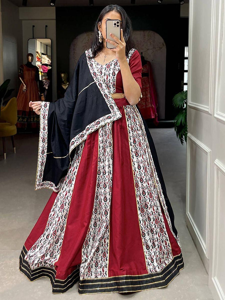 Adorable Maroon Digital Printed Cotton Navratri Wear Lehenga Choli