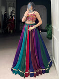 Engaging Multi-Color Lace Work Rayon Navratri Wear Lehenga Choli