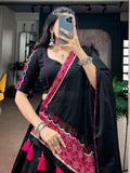 Striking Black Patchwork Cotton Navratri Wear Lehenga Choli