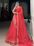 Charming Red Bandhej Print Georgette Navratri Special Lehenga With Blouse