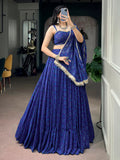 Enchanting Blue Bandhej Print Georgette Navratri Wear Lehenga Choli