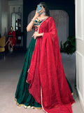Lovely Green Gota Patti Georggete Navratri Wear Lehenga Choli With Dupatta 